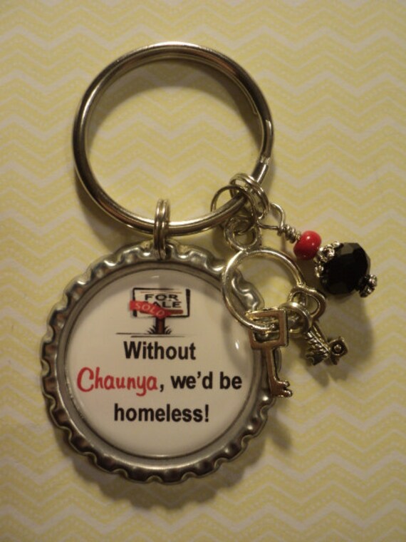 Personalized Real Estate Agent Realtor key chain with charms