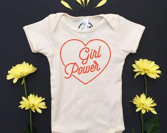 GIRL POWER - One-piece - Baby Romper - Equality - Feminist Baby - Natural White - Organic Romper