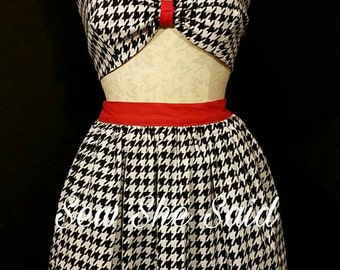 Houndstooth 2 piece wing bust dress