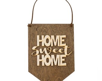 Home Sweet Home - Wood Wall Hanging - Housewarming Gift - New Home Owner - Wall Decoration - Gallery Wall - Laser Cut Wood - Farmhouse Style