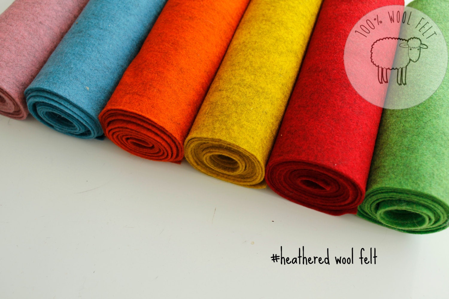 Heathered wool felt bright pure wool felt bundle 100 wool