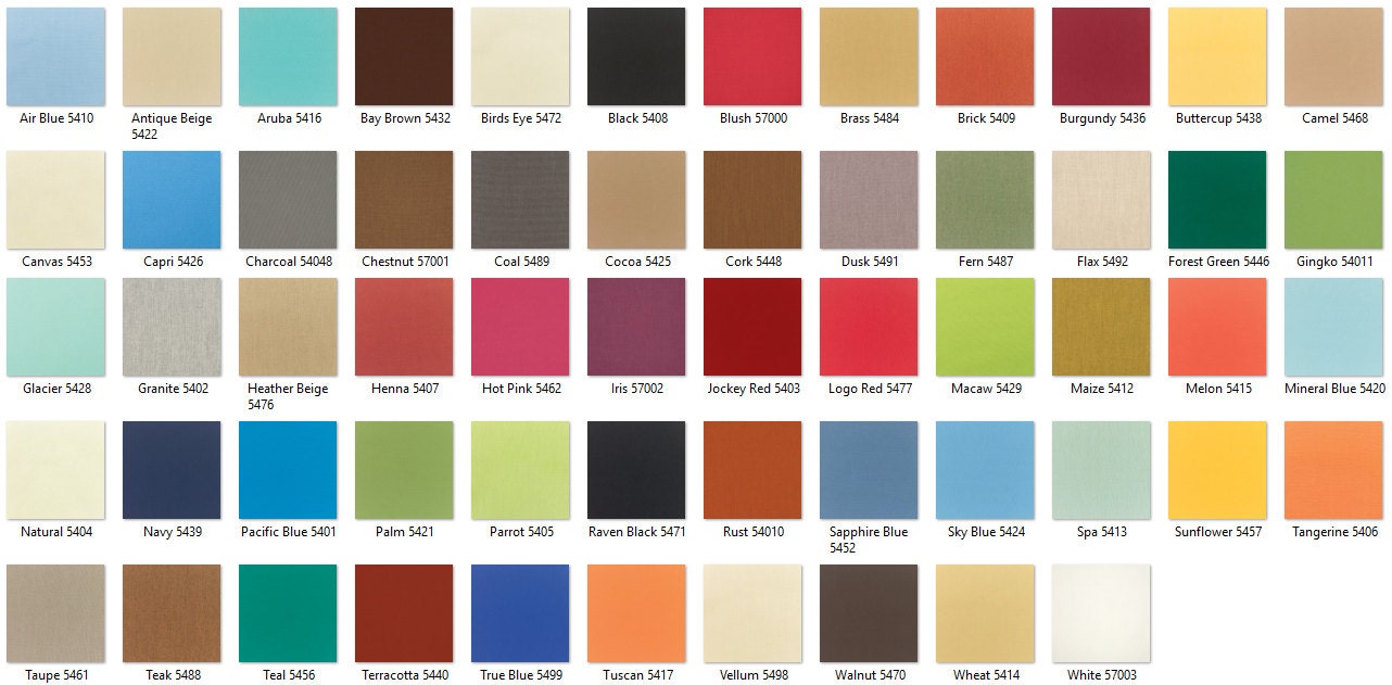 SWATCHES: Sunbrella Indoor/Outdoor Solid Canvas 8 oz Furniture