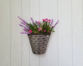 Metal Wall Vase 2 galvanized metal wall pocket wall planter farmhouse wall Metal Wall Vase 2 galvanized metal wall pocket wall planter farmhouse wall