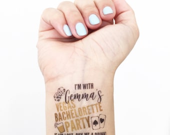 15 Custom Bachelorette Party Temporary Tattoos - Vegas