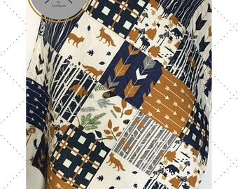 Fox Quilt Boy, Fox Crib Bedding, Fox Nursery Boy, Moose Baby Quilt, Navy Orange Baby Decor, Baby Boy Blanket, Crib Bedding, Fox Trot