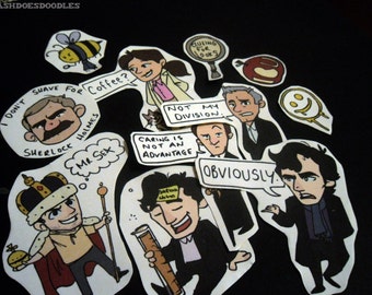 BBC Sherlock stickers and sticker pack -Moriarty, John Watson, Lestrade, Mycroft, Molly Hooper, Sherlock Holmes and more!