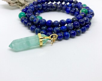 108 Mala, Mala Necklace, Lapis Mala, Mala beads, Yoga gift, 108 Mala beads, Japa Mala, Yoga jewelry, Mala 108 beads, prayer beads, Mala,MLGJ