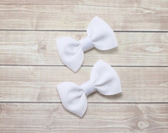 Small White Bows, Small White Hair Bows, Baby Clips, White Bows, Small Baby Bows, Baby Hair Clips, White Hair Clips, Mini Bows, Pigtail Bows