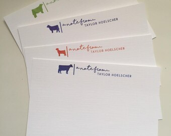 Personalized Livestock Note Cards - 4x6 - Flat QTY 5