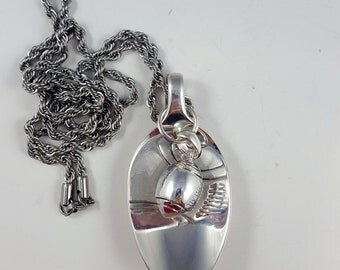 Spoon Jewelry Necklace With Football Silverplate Twisted Chain