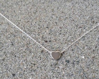 Silver Heart Necklace, Tiny Heart, Silver, Tiny Necklace, Silver Necklace, Heart Necklace