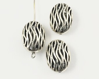 3 metal beads,15.5mm x 20mm ,antique silver #PM006