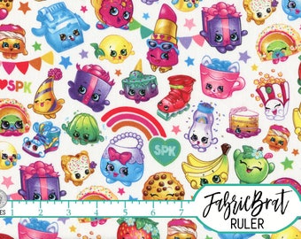 SHOPKINS Fabric by the Yard, Fat Quarter CUTE RAINBOW Kids Fabric Licensed Shopkins Apparel Fabric 100% Cotton Fabric Quilting Fabric t5-13