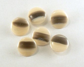 6 - 17 mm - Brown & Cream Marbled Shank Buttons - Vintage Sewing Buttons - Shank Buttons #BN-03-02-S
