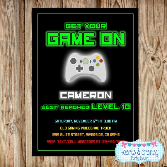 Gaming Invitation   Video Game Invitation   Videogame Birthday   Gaming 