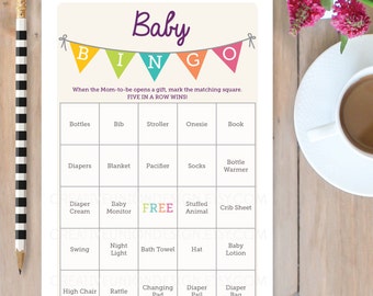 Baby Shower Bingo Game - 50 Unique Game Sheets - Bingo - Baby Shower Game - Twin Baby Shower - Gender Neutral - Instant Download