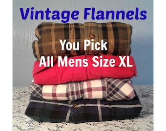 Oversized Flannel Shirt, Mens Vintage Flannel Shirt, Thick Flannel shirt, Boyfriend Plaid Shirt - You PICK Flannel - ALL Mens Size XL