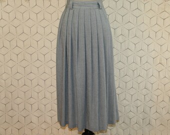 Vintage 80s High Waist Skirt Pleated Skirt Full Skirt Midi Medium Womens Skirts Pockets 1980s Vintage Clothing