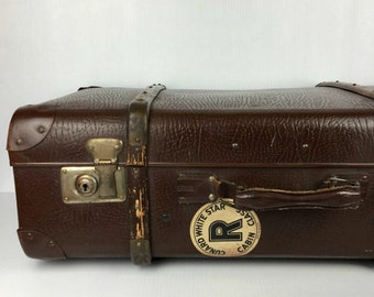Antique Suitcase 1910s White Star Luggage Celluloid Vintage 1910s Suitcase Old Worn Suitcase