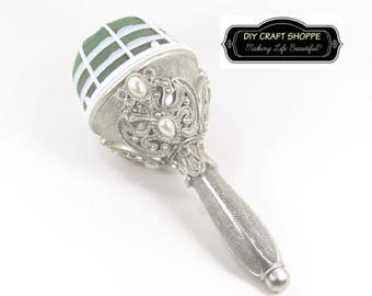 Fancy Bouquet Holder, Bridal Bouquet Holder Crystals with Pearl Accents Vintage Inspired Regal Elegance, Wedding Bouquet, diy wedding
