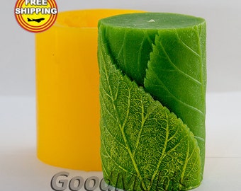 Cylinder with leaves 3D mold soap mold silicone molds mold for soap mold candle mold silicone mold Flower mold free shipping