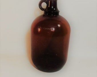 Vintage One Gallon Brown Glass Jug, Duraglass