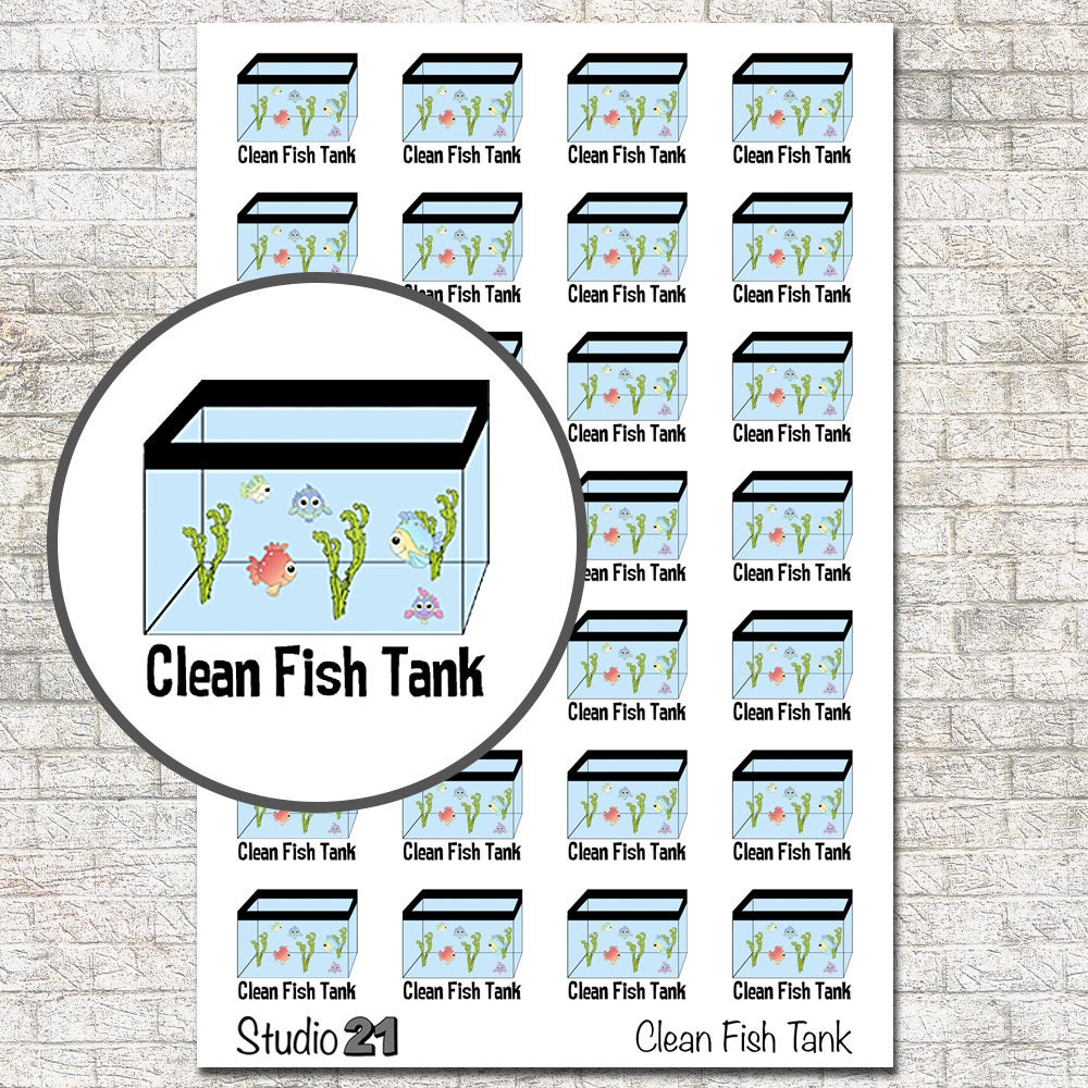 Clean Fish Tank Stickers Aquarium Chores Animals Pets