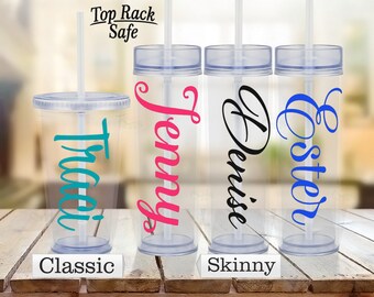Personalized Tumbler - Personalized Cup - Name Cup- Name Tumbler- Personalized Mug- Insulated Double Walled- Skinny Clear Tumbler -Drinkware