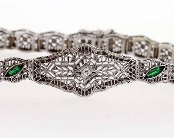 14K Diamond and Emerald Bracelet