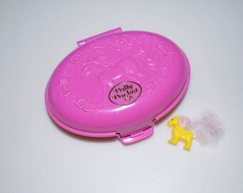 Polly Pocket Bluebird Palomino Pony Parade Stable 1995 Dark Pink Oval Compact
