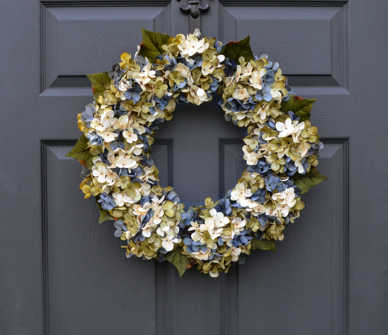 Beautiful Blended Blue Hydrangea Wreath Summer Wreaths