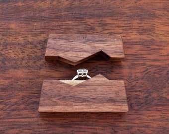 Ring box "The Mountain", made from black walnut wood - engagement ring box - proposal ring box - Made to order