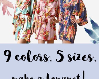 Bridesmaid Robes, Floral Robes, Satin Robes, Bridal Robe, Wedding Robes, Bride Robe, Silk Robes, Kimono Robes, plus size getting ready robes