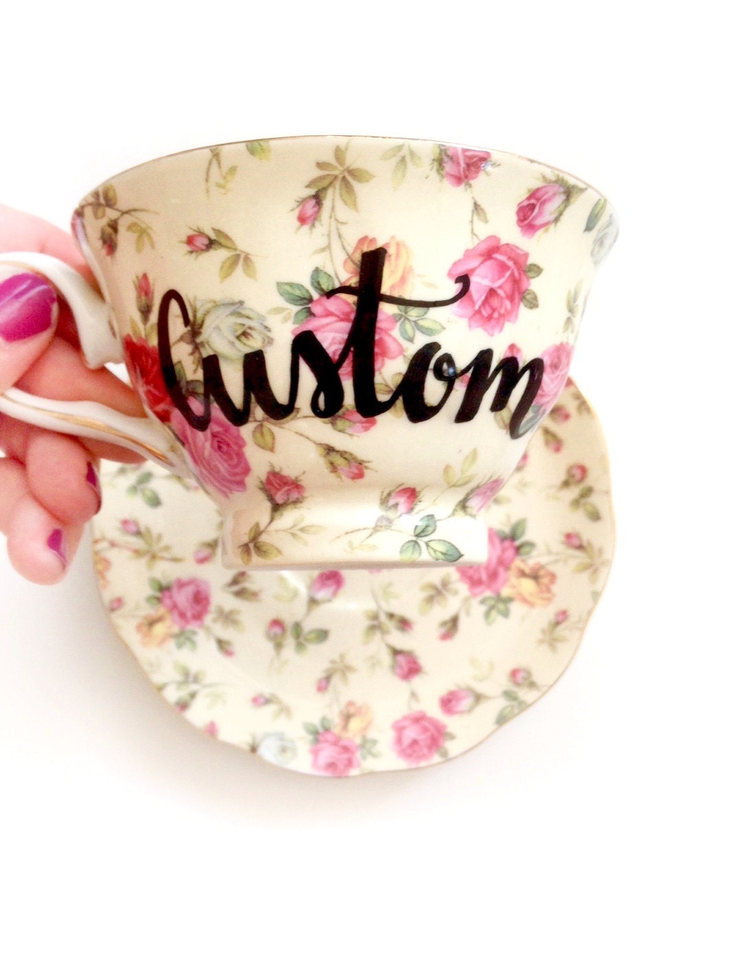 CUSTOM Tea Cup Personalized Tea Cup & Saucer Customized