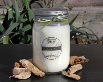 16oz Lavender Soy Candle | Stress Relief | Mason Jar Candle | Hand Poured | Aromatherapy | Eco-Friendly | 4oz | 8oz