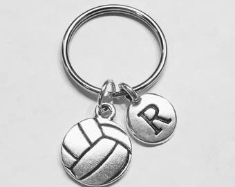 Initial Keychain, Volleyball Keychain, Sports Keychain, Friend Keychain, Sister Gift Daughter Initial Keychain