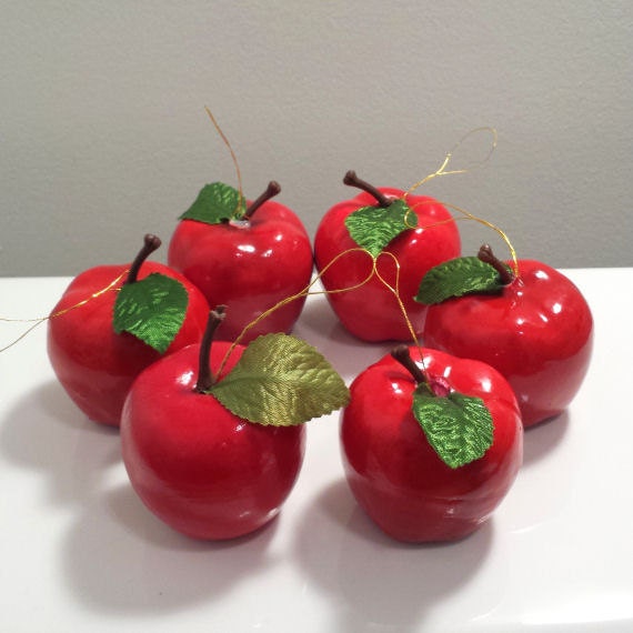 6 red apple ornaments vintage christmas ornaments holiday 6 red apple ornaments vintage christmas ornaments holiday