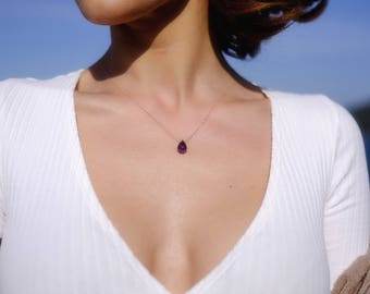 Bridesmaid Gift,Floating Necklace, Dainty Necklaces, One Stone Necklace, Illusion Necklaces, Silver Necklaces, Silver Chain Pendant