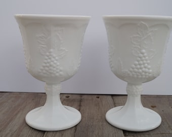 Harvest Grape Milk Glass Goblets - Set of 2