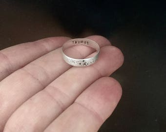 Taurus ring | silver constellation ring | zodiac sign | custom hand stamped | solid sterling silver ring | personalized silver stacking ring