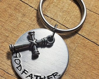 Godfather Gift - Godfather Keychain - Baptism Gift - Gift for Godparent - Godparent Keychain - God Parent Gift - Godfather Keyring - Baptism
