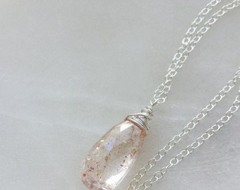 Sunstone Necklace, Sterling Silver Necklace, Sunstone Pendant, Silver Necklace