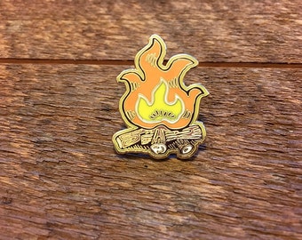 Campfire Enamel Pin, Camping Pin, Single Hard Enamel Pin with Butterfly Clutch