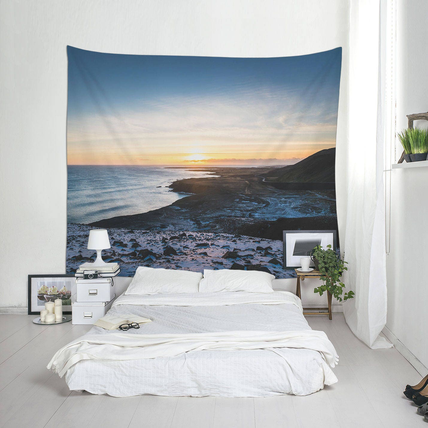 Large Tapestry Sunset Wall Art Coastal Wall Decor Iceland