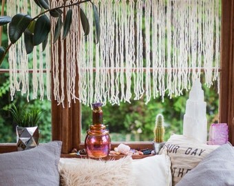 Cream Macrame Hanging. Makes a Unique Gift Idea. Hang as Boho Curtains or as Wall Art in a Dorm Room