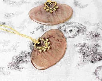 brown necklace floral gift/for/her terrarium necklace gift/for/mom red pendant necklace/for/sister gift crystal jewelry flower necklace Рю21