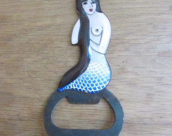 Rare vintage mermaid cast iron bottle opener