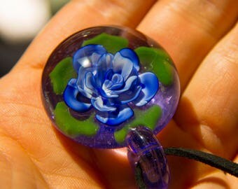 Glass Flower Pendant - Lampwork Pendant - Heady Pendy - Borosilicate Pendant - Boro Glass Pendant - Lampwork Necklace - Mothers Day Gift