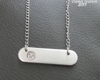 Lion Necklace - Lion Jewelry - Name Plate Necklace - Silver Bar Necklace - Leo Jewelry - Lion Gifts - Leo Zodiac - Leo Jewelry