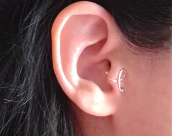 Cartilage earring, tragus earring, ear cuff no piercing, single earring, fake ear cuff, sterling silver tragus jewelry